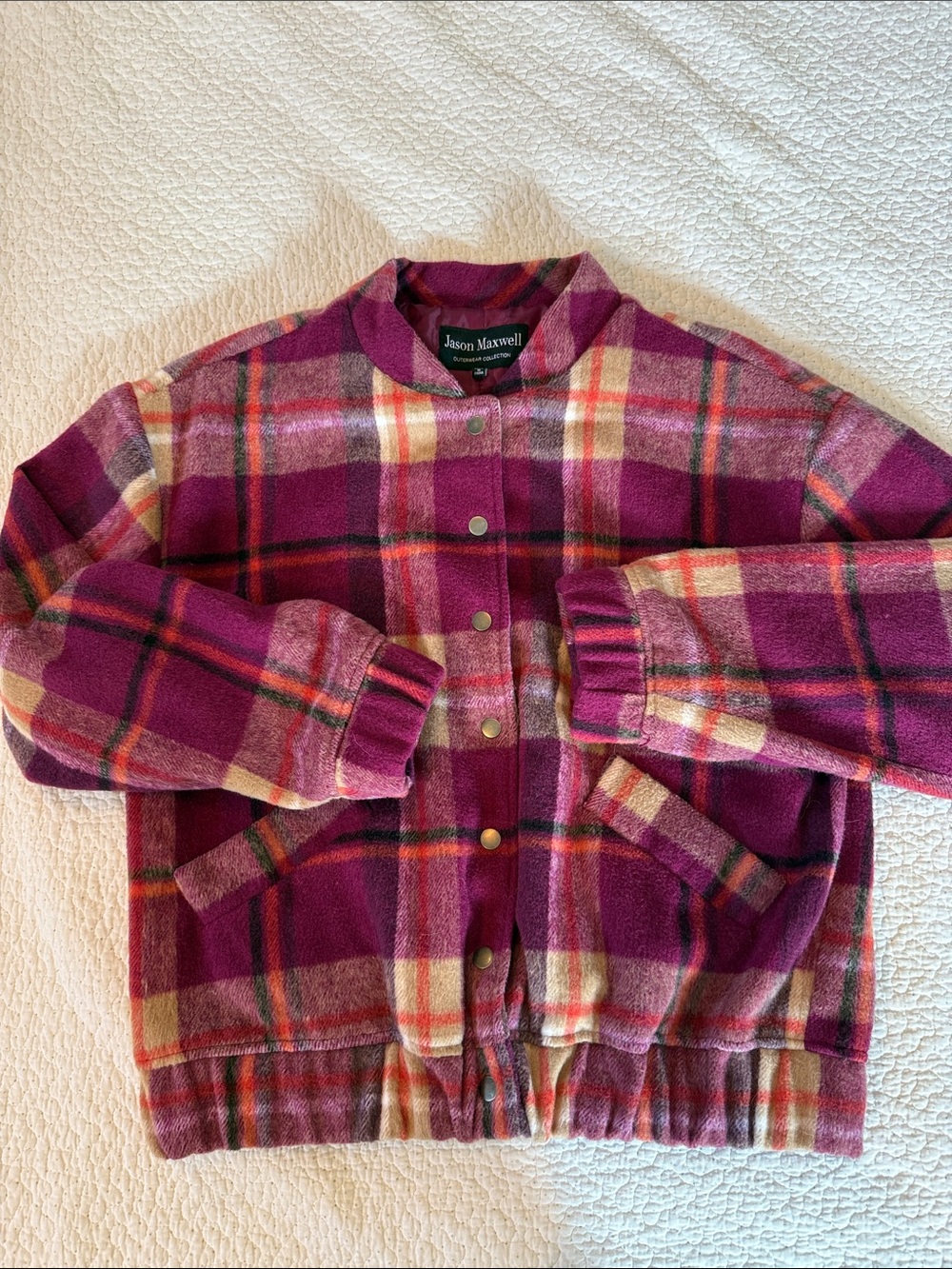 jason maxwell Purple Plaid Women’s Bomber Jacket